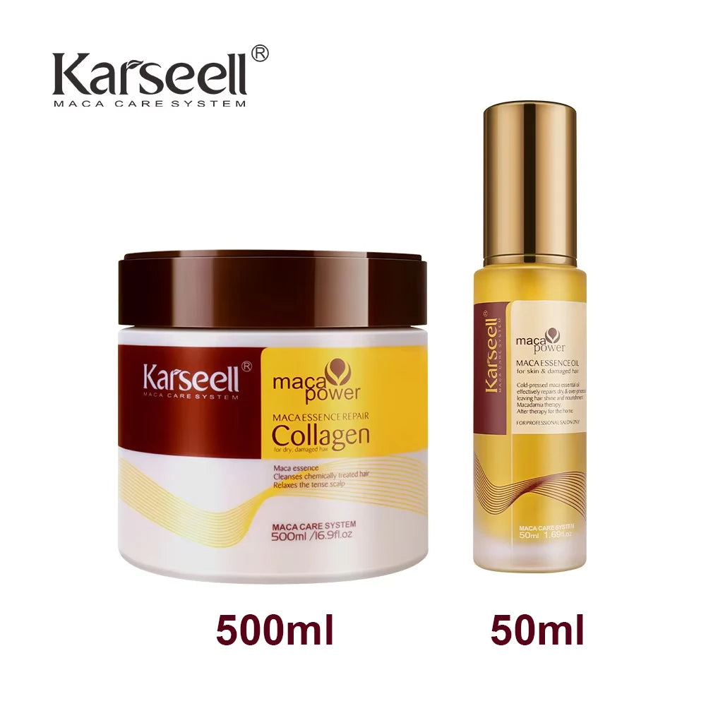 Karseell Collagen Hair Treatment Deep Repair Conditioning Hair Mask 100ml + Argan Oil Hair Serum for Dry Damaged Hair