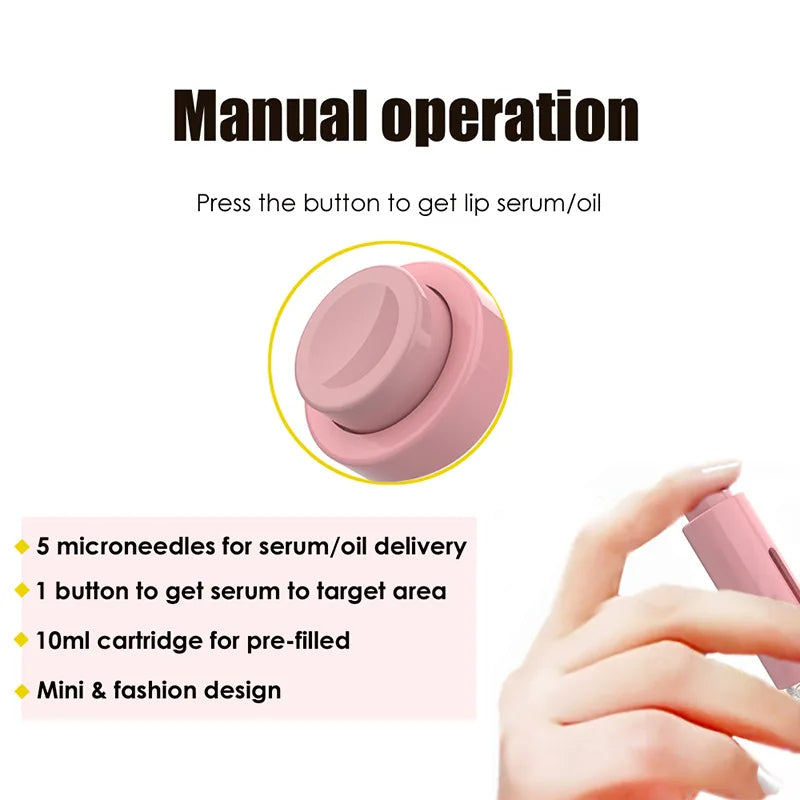 Titanium Lip Micro-Infusion Roller (0.20 / 0.25 / 0.30 mm) — Refillable Serum Tank