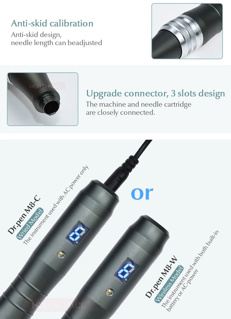 Dr. Pen Ultima M8 — Wireless Microneedling Pen (20 Sterile Cartridges, Digital Display)