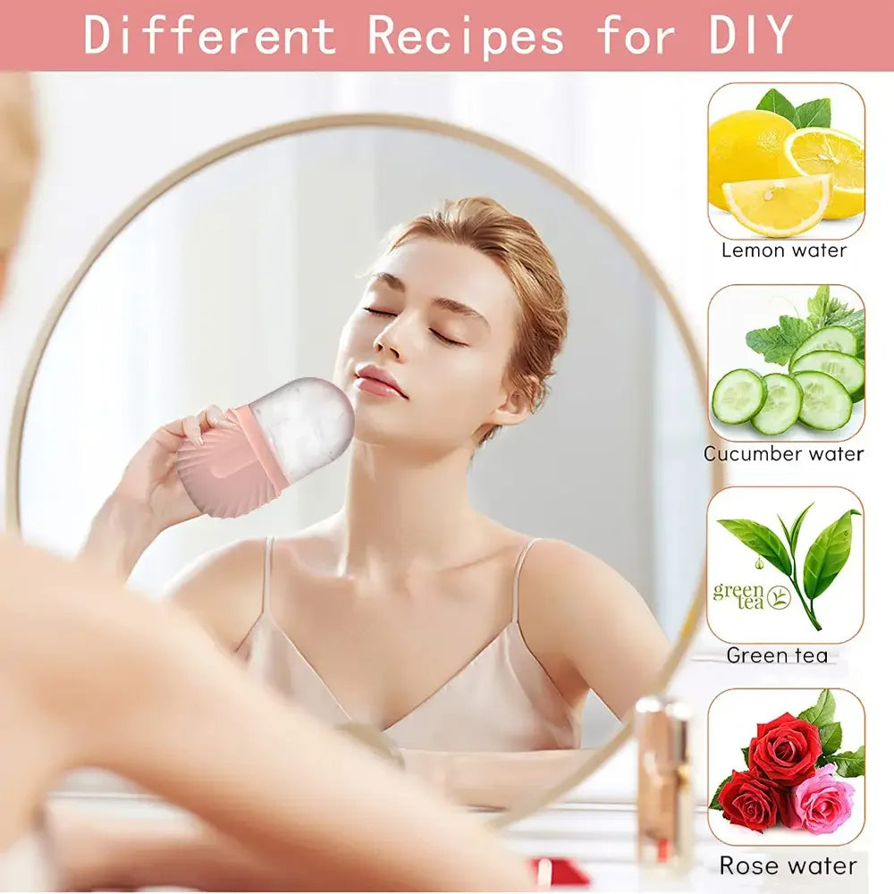 Facial Skincare Ice Roller Trio - — Stainless-Steel Roller, Gua Sha & Refillable Ice Mould