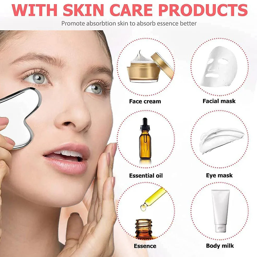Facial Skincare Ice Roller Trio - — Stainless-Steel Roller, Gua Sha & Refillable Ice Mould
