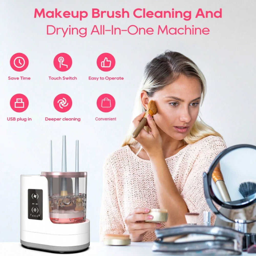 Premium Electric Makeup Brush Cleaner - Optional Mirror