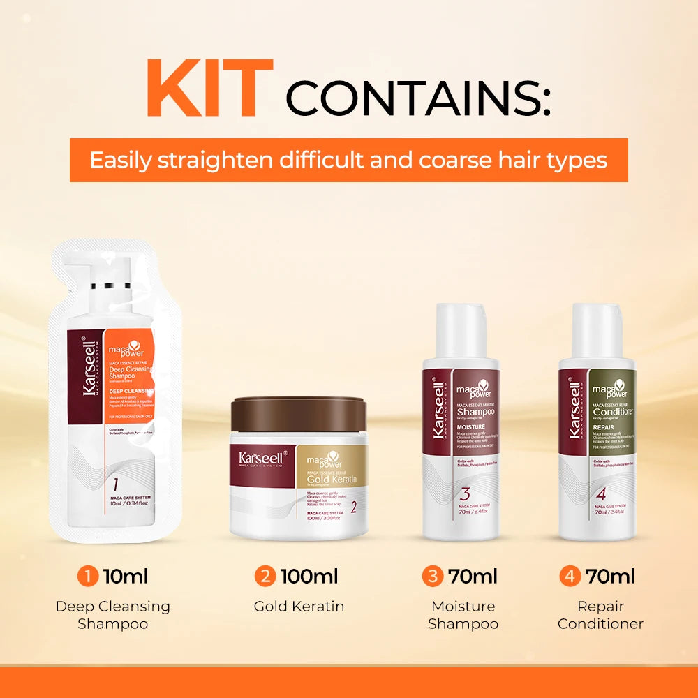 Karseell Gold Keratin Hair Repair & Straightening Kit