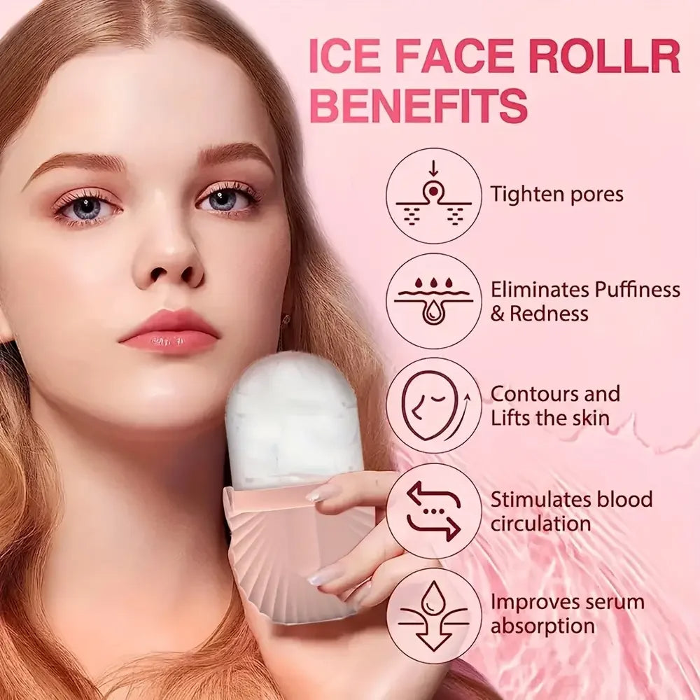 Facial Skincare Ice Roller Trio - — Stainless-Steel Roller, Gua Sha & Refillable Ice Mould