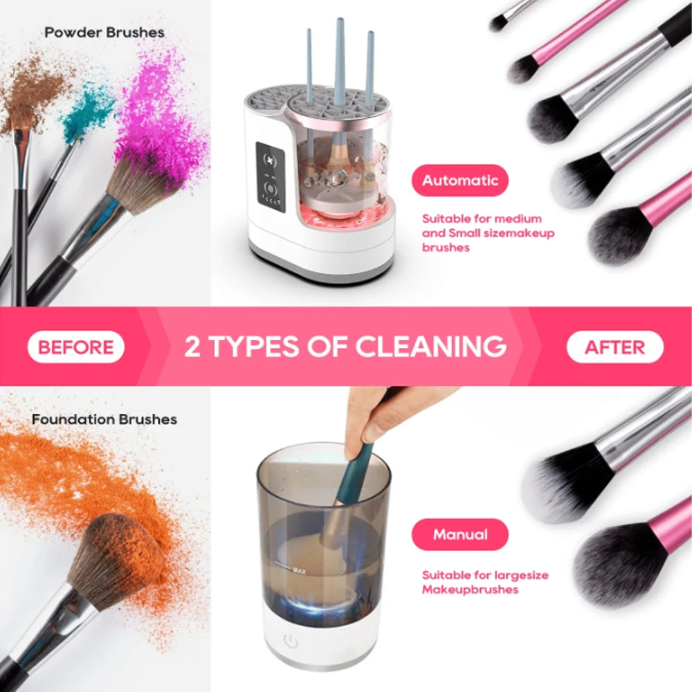 Premium Electric Makeup Brush Cleaner - Optional Mirror