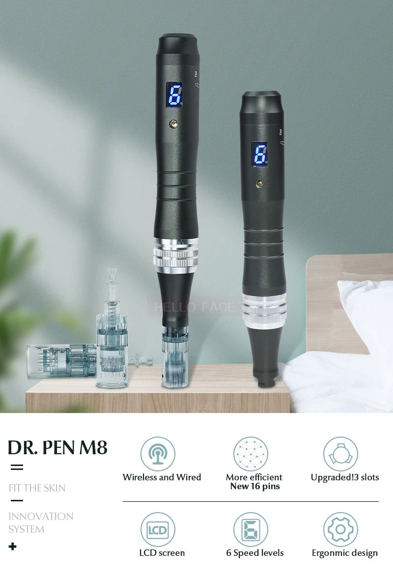 Dr. Pen Ultima M8 — Wireless Microneedling Pen (20 Sterile Cartridges, Digital Display)