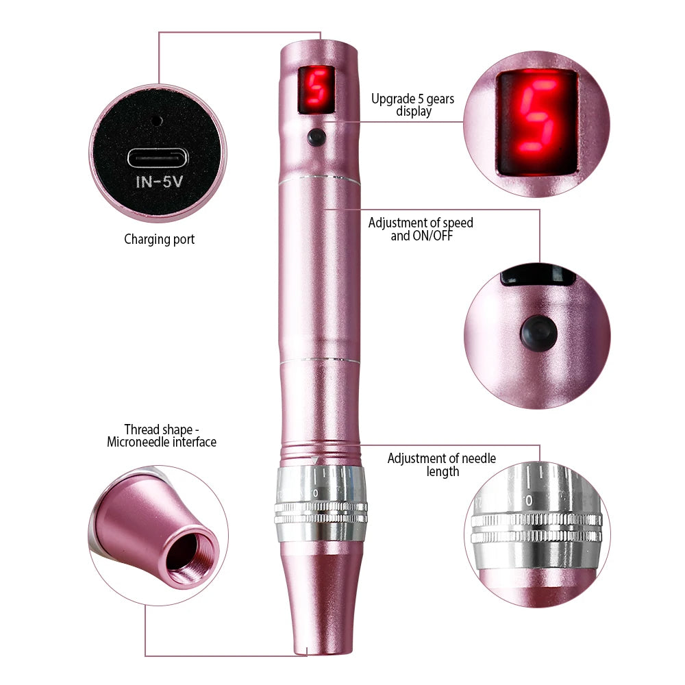 Wireless Microneedling Derma Pen With 24 Cartridges