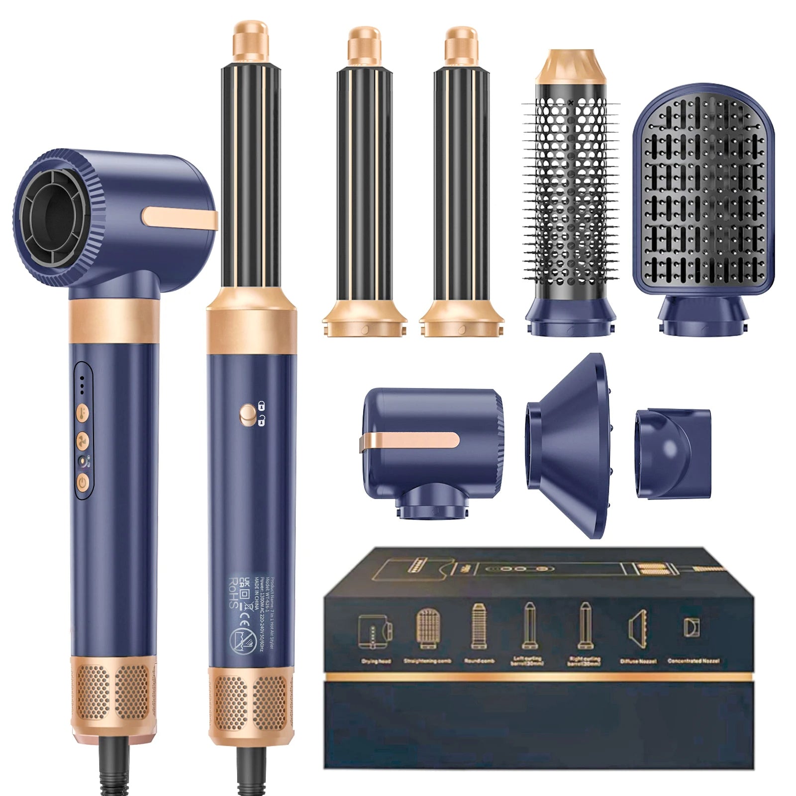 7-in-1 Professional Hair Styling Set  Dry • Straighten • Curl • Volumise • Smooth — With Ionic Care