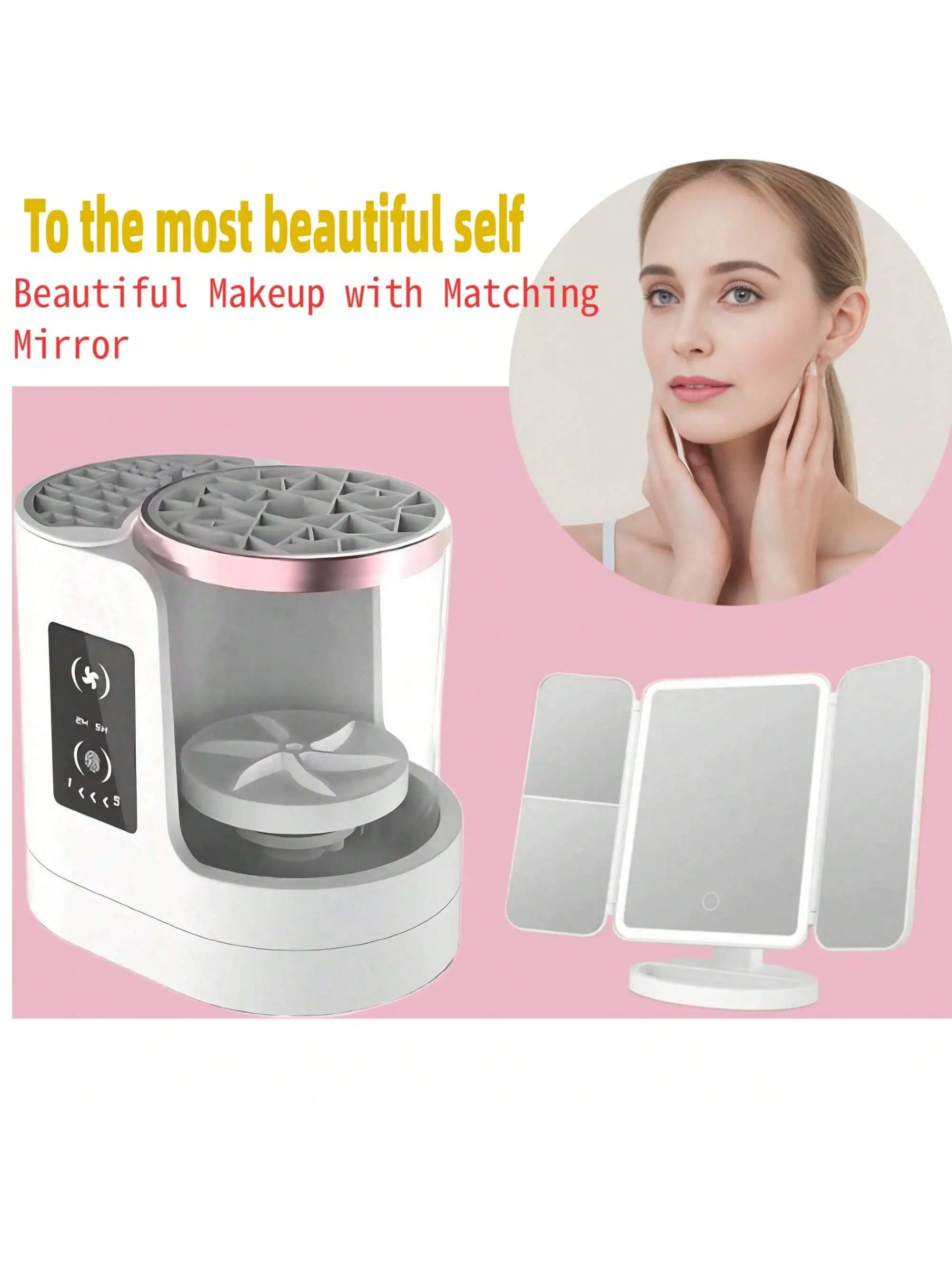 Premium Electric Makeup Brush Cleaner - Optional Mirror
