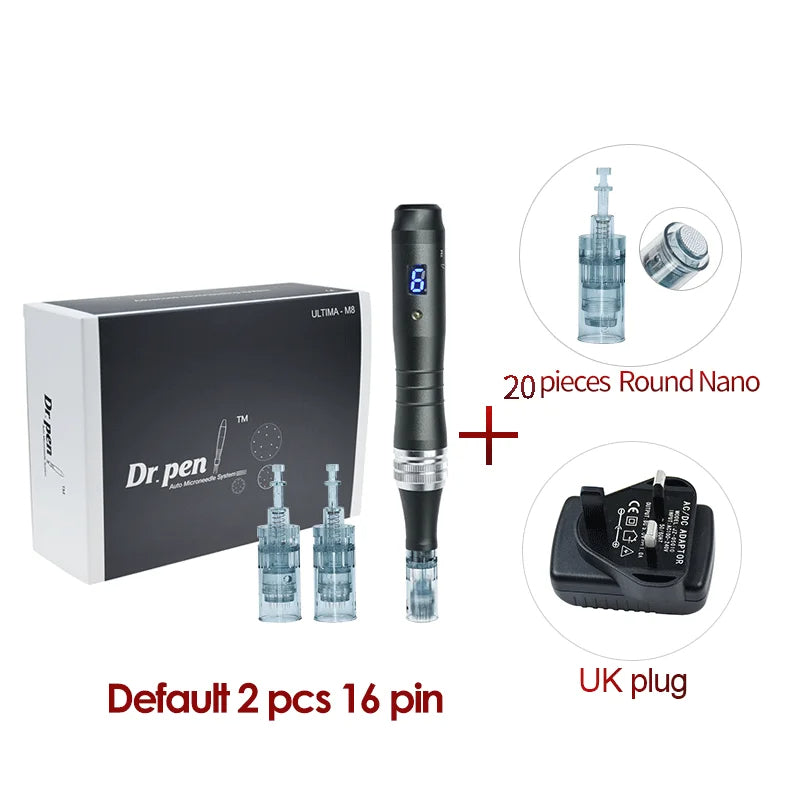 Dr. Pen Ultima M8 — Wireless Microneedling Pen (20 Sterile Cartridges, Digital Display)