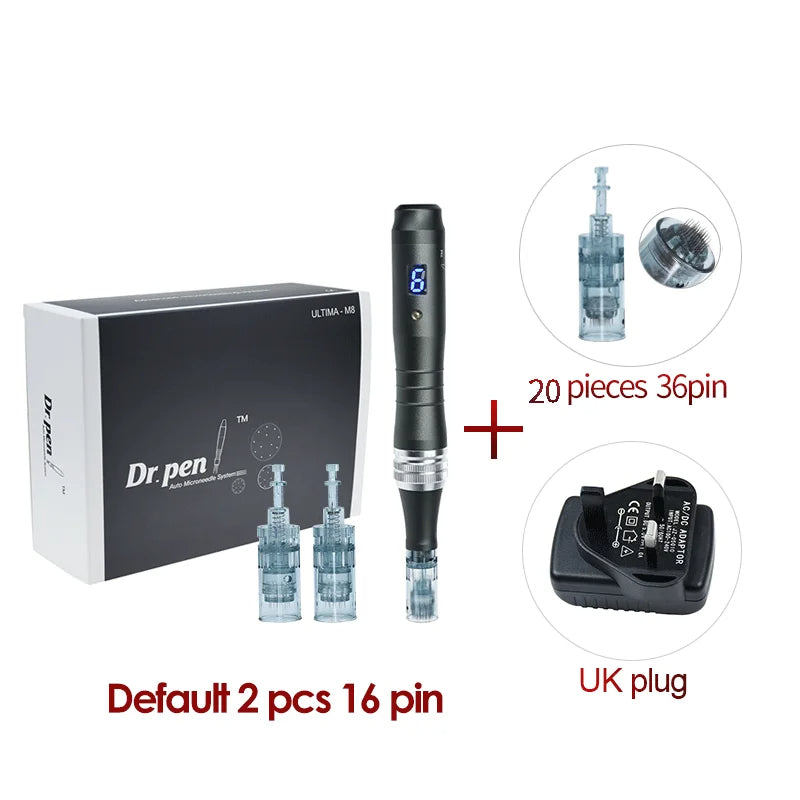 Dr. Pen Ultima M8 — Wireless Microneedling Pen (20 Sterile Cartridges, Digital Display)